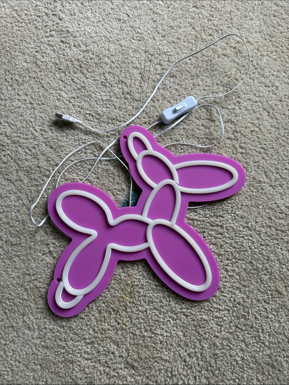 Pink Balloon Dog USB LED Neon Light - Decorative Phone Accessory